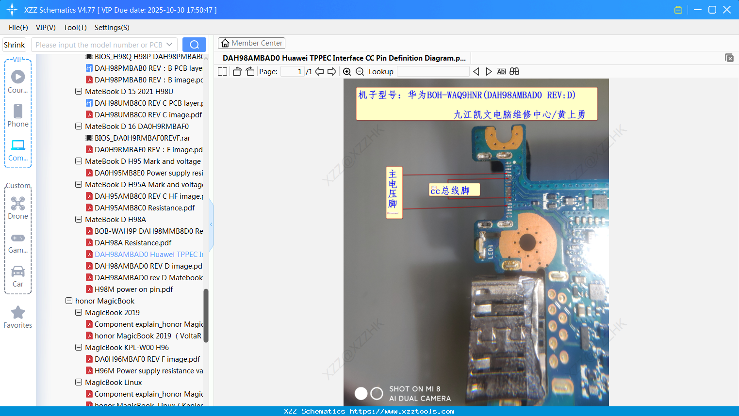 Laptop DAH98AMBAD0 Huawei TPPEC Interface CC Pin Definition Diagram